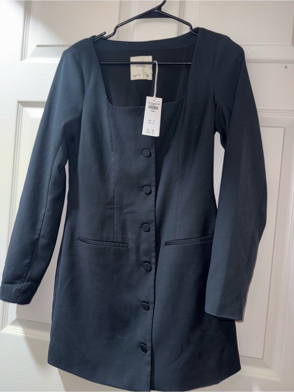 Xs abercombie & fitch new with tags Black Long Sleeve Button-Front Dress